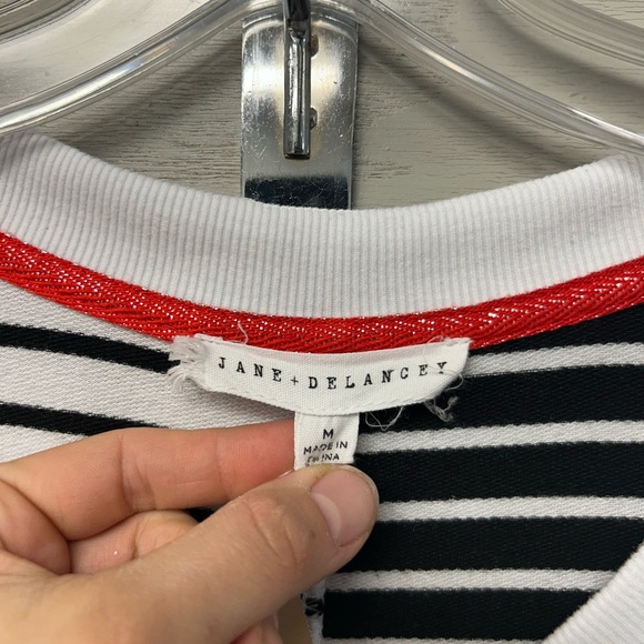 Jane and Delancey Black and White Striped Top - Picture 2 of 7